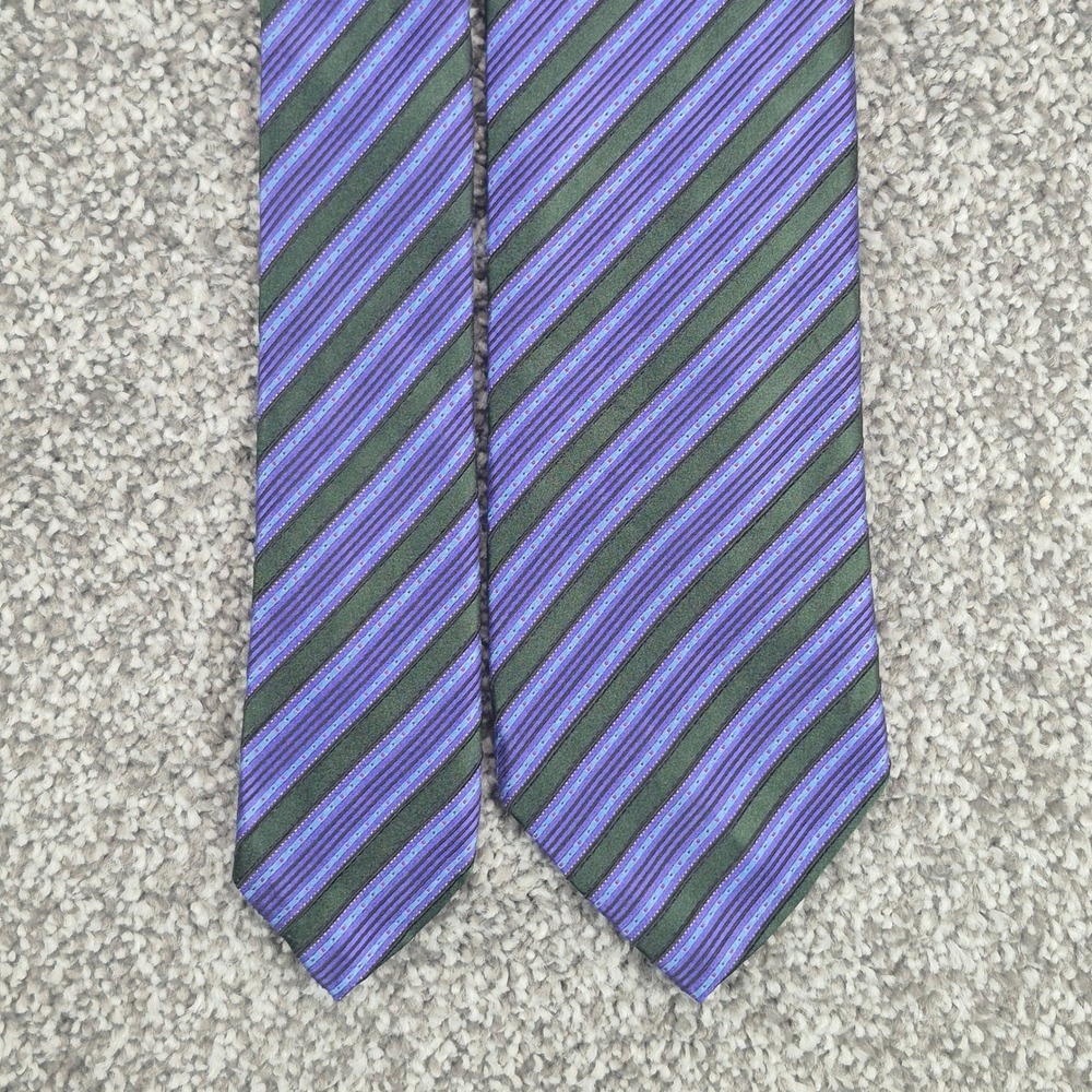 Stefano Ricci Tie 100% Silk Purple Black Striped Luxury Collection Made in Italy